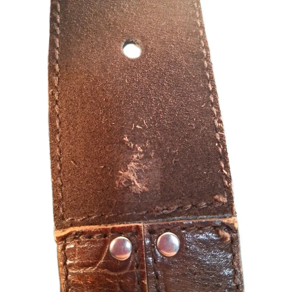 Michael Kors Faux Crocodile & Snake Leather Embossed Patchwork Belt Size L